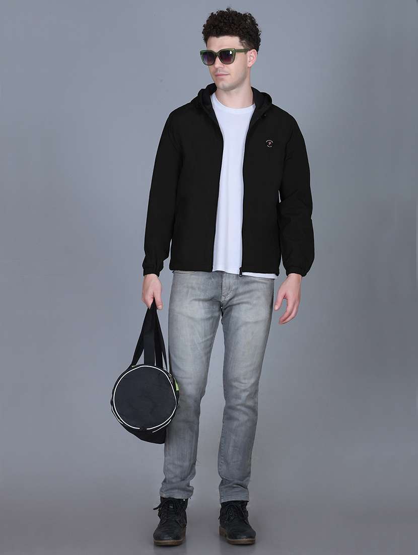 men solid long sleeve regualr fit hooded casual jacket - 22162372 -  Standard Image - 3