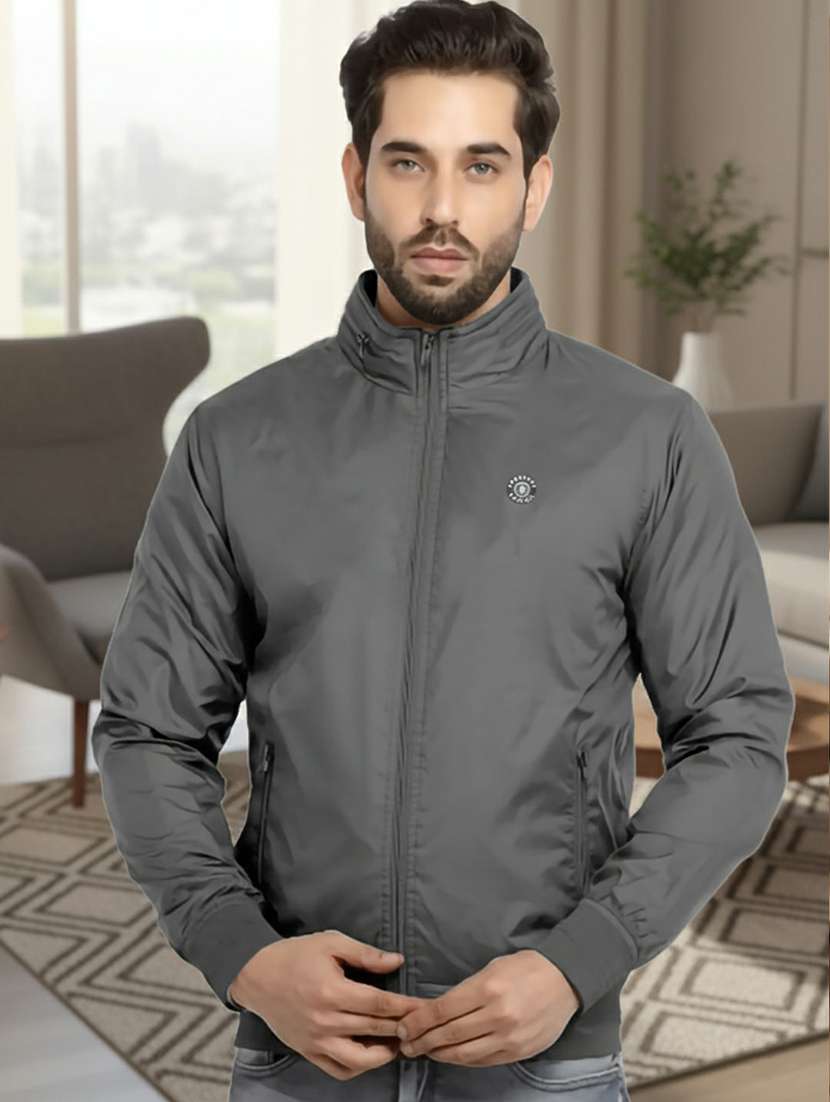 men solid long sleeve regualr fit casual jacket