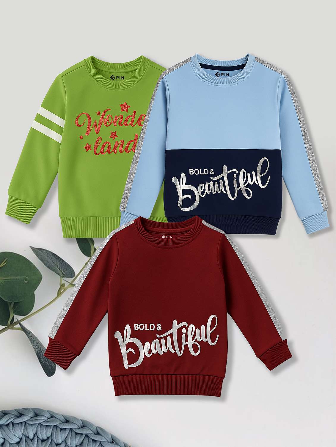 boys pack of 3 printed long sleeve sweatshirt
