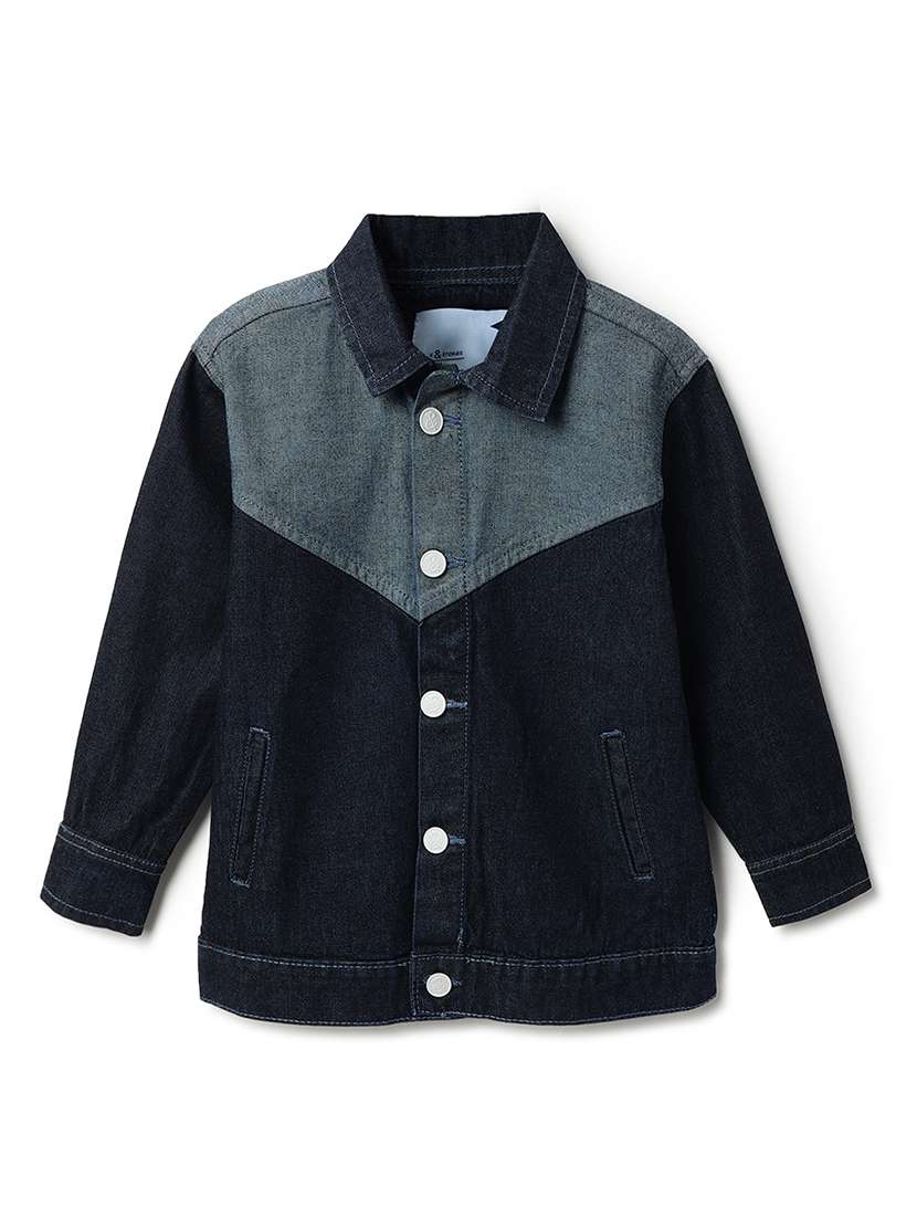 boys color blocked long sleeve shacket