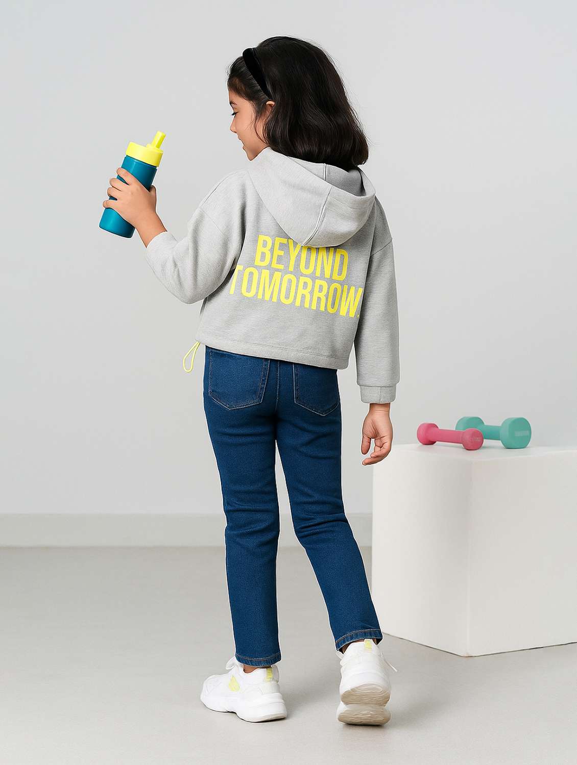 girls printed long sleeve cropped sweatshirt - 22162449 -  Standard Image - 3