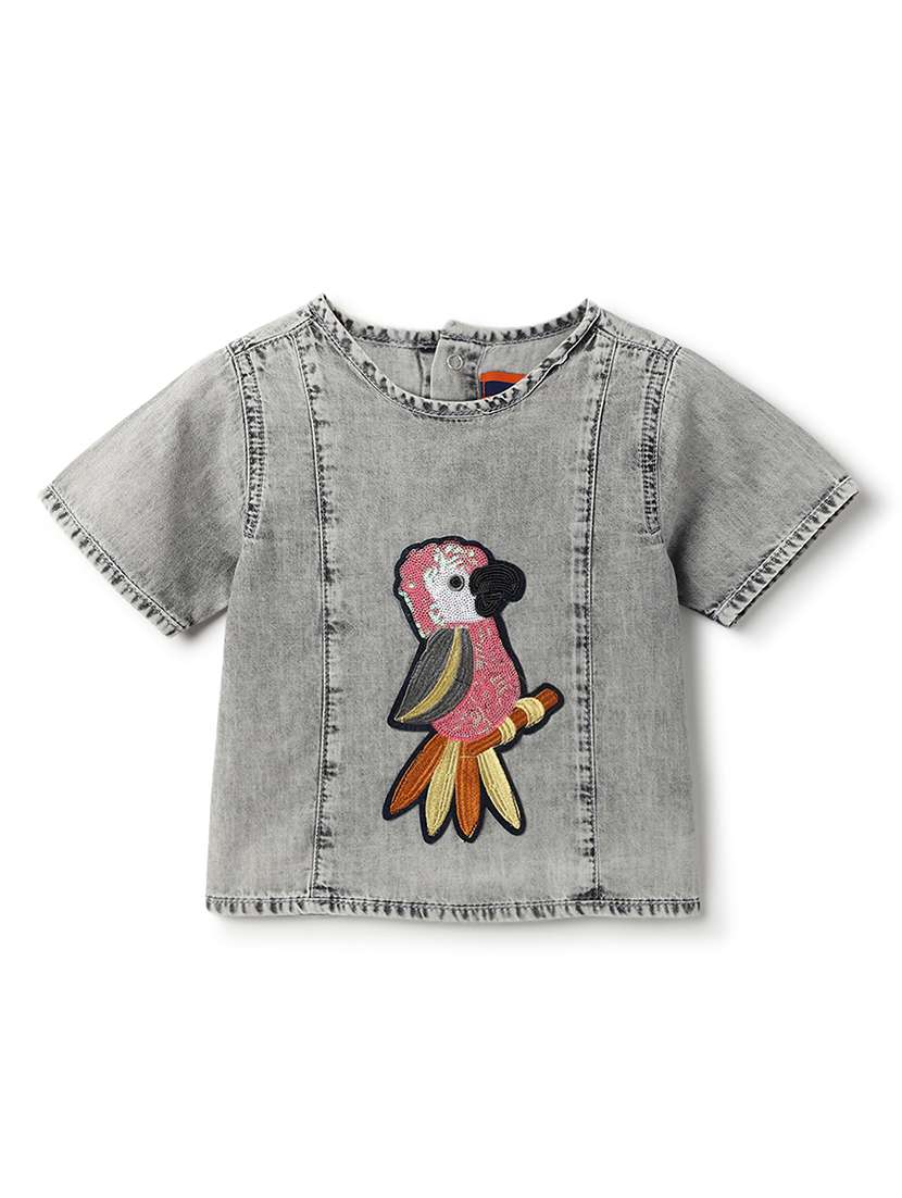 girls embroidered short sleeve top
