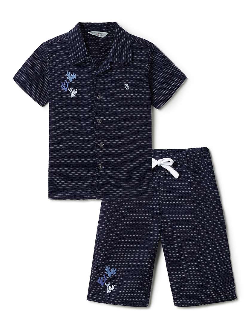 boys printed shirt and shorts co-ord set