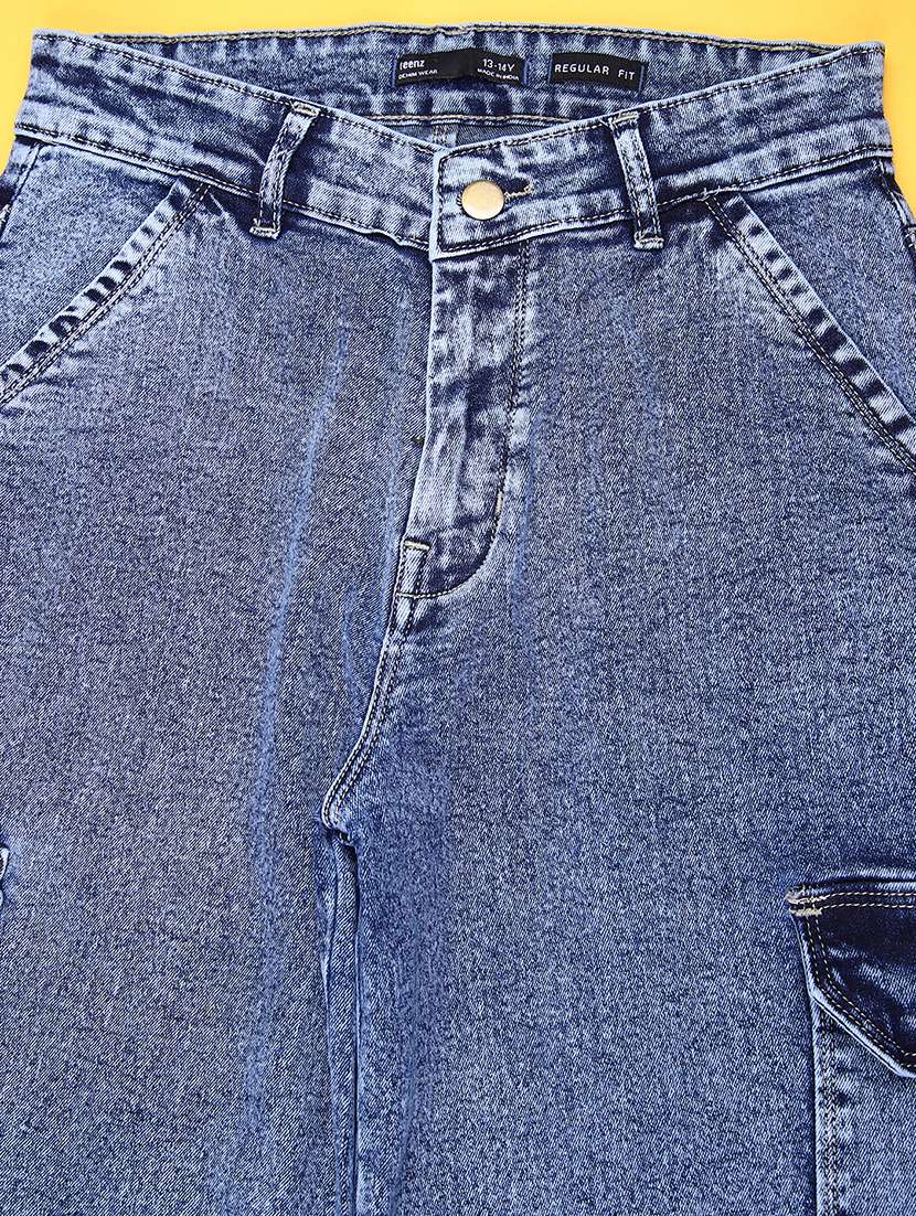 girls solid mid rise relaxed fit cargo - 22162469 -  Standard Image - 3