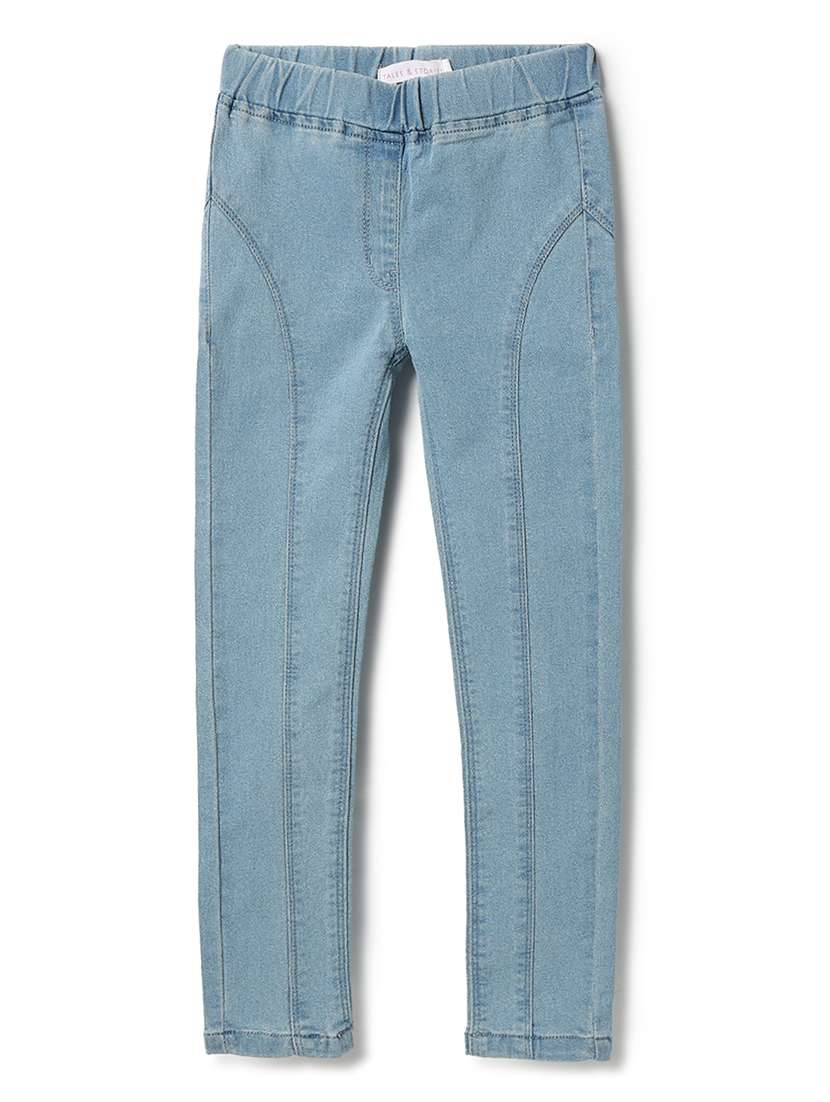 girls solid mid rise slim fit jegging