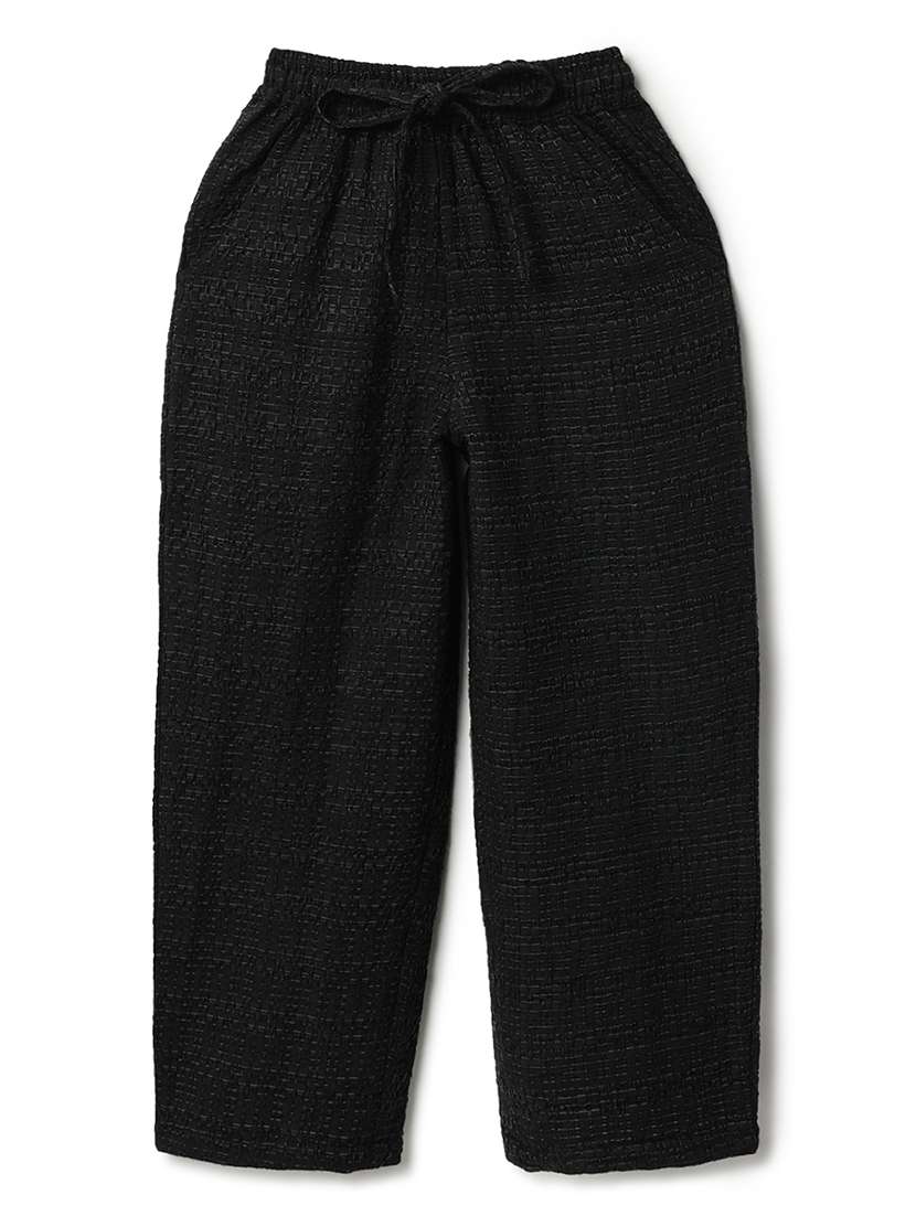 girls solid trouser & top co-ord set - 22162504 -  Standard Image - 3