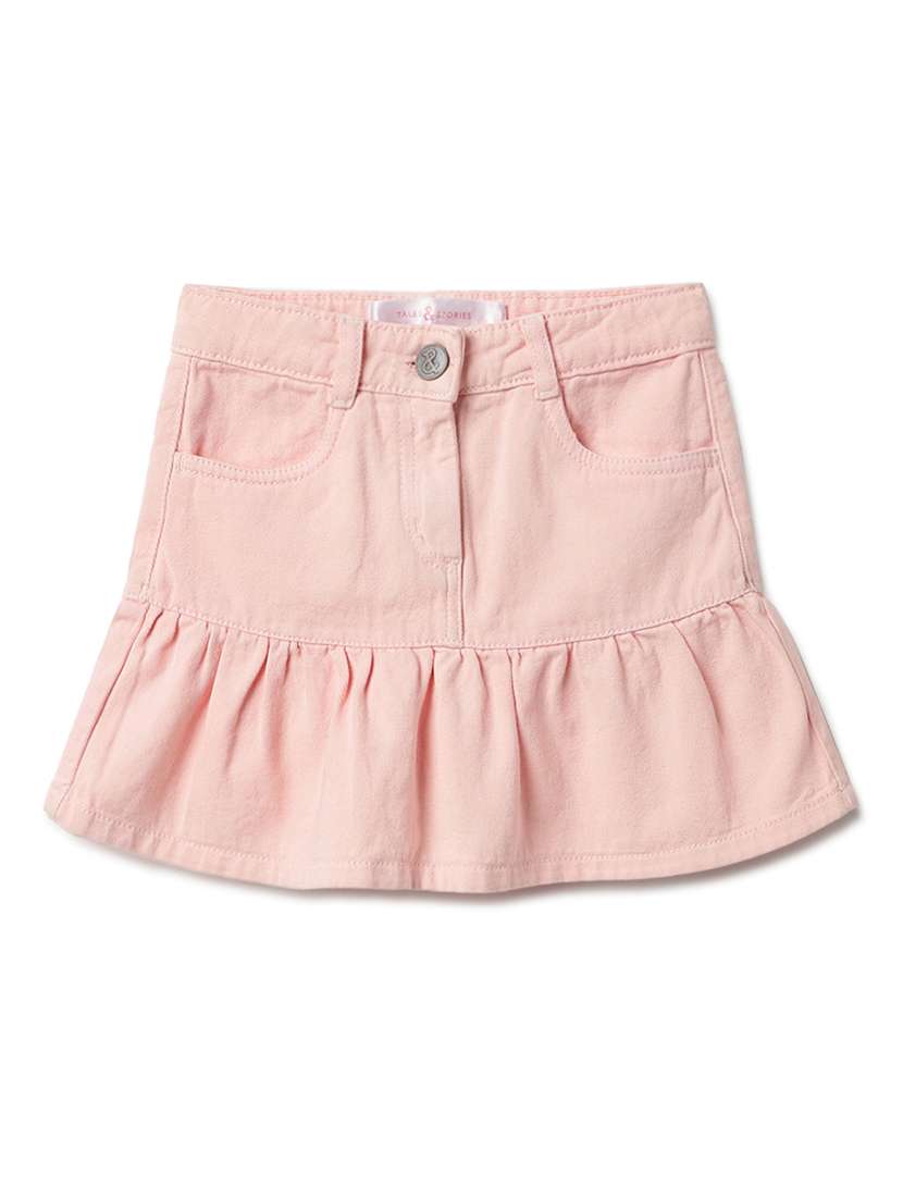 girls solid mdid rise tiered skirt