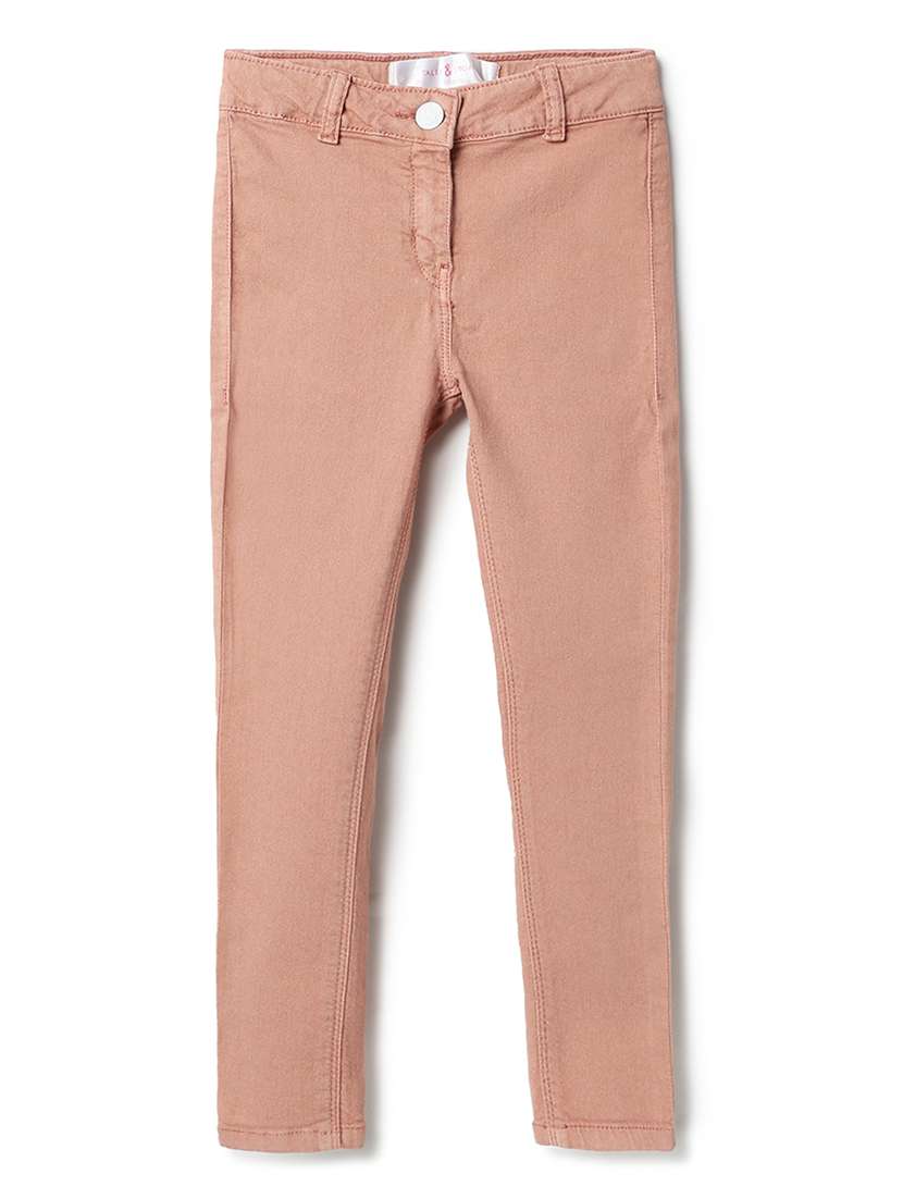 girls solid mid rise slim fit jean