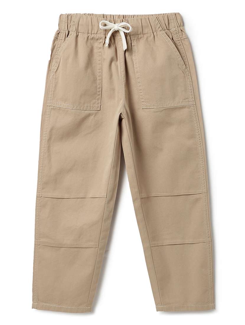 beige cotton casual trouser