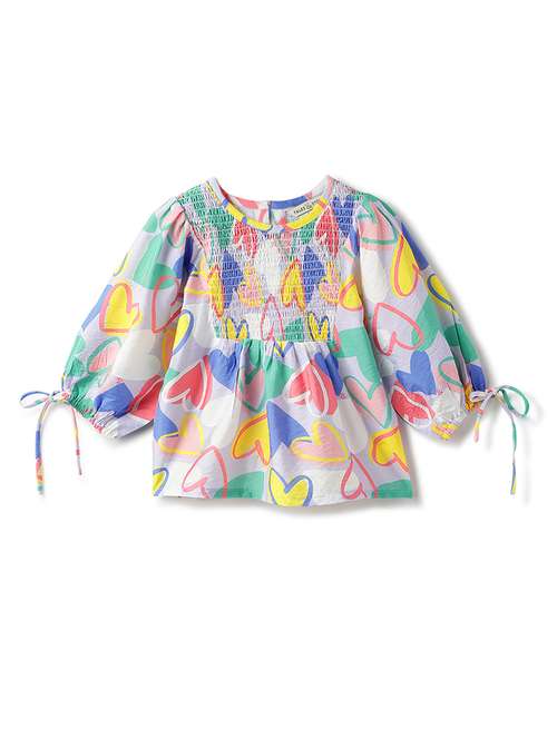 girls printed puff sleeve top - 22162552 -  Standard Image - 0