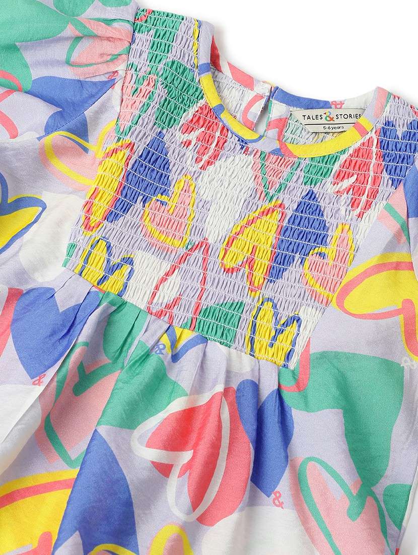 girls printed puff sleeve top - 22162552 -  Standard Image - 3