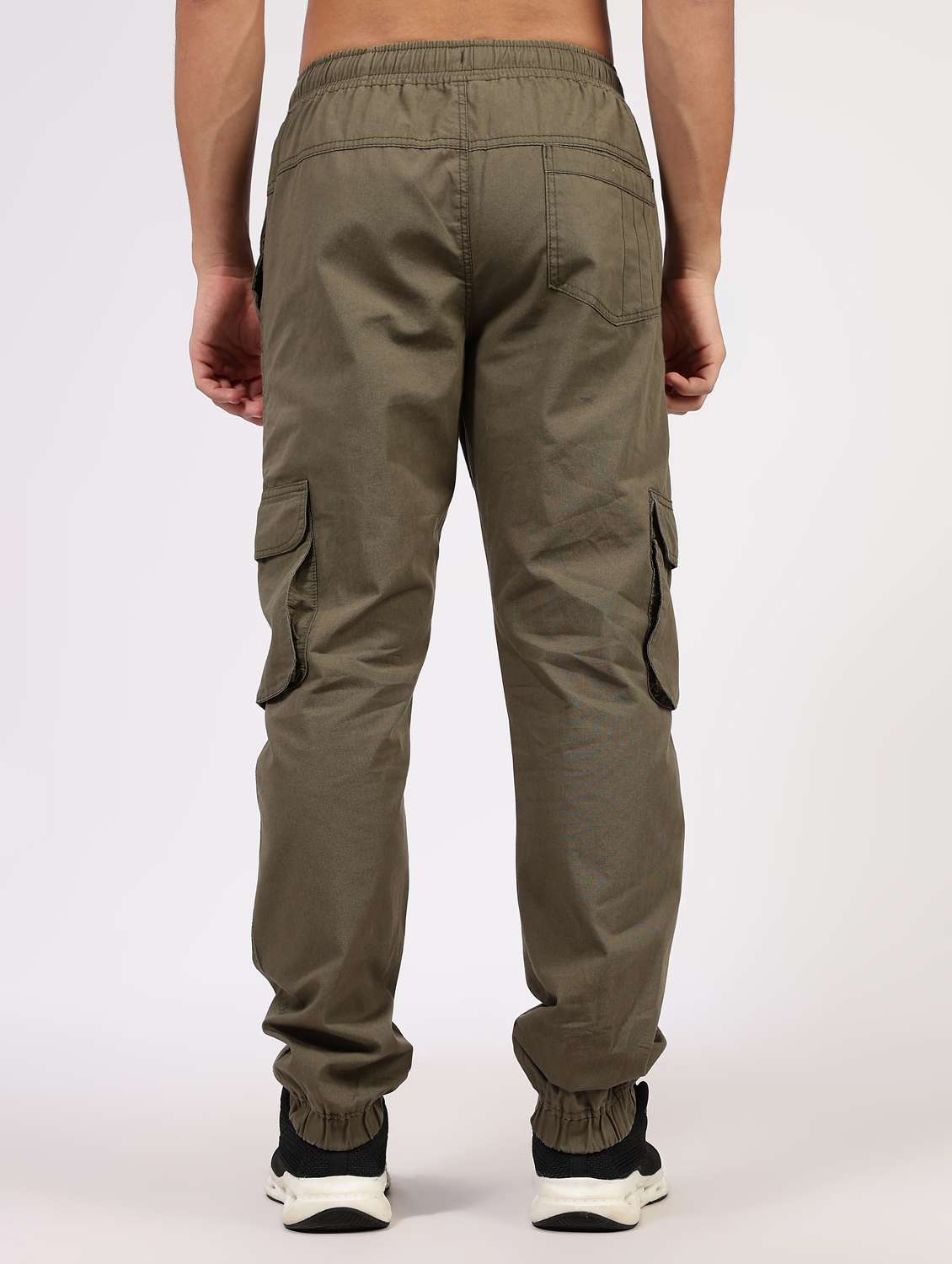 men solid mid rise regular fit cargo jogger - 22162554 -  Standard Image - 3