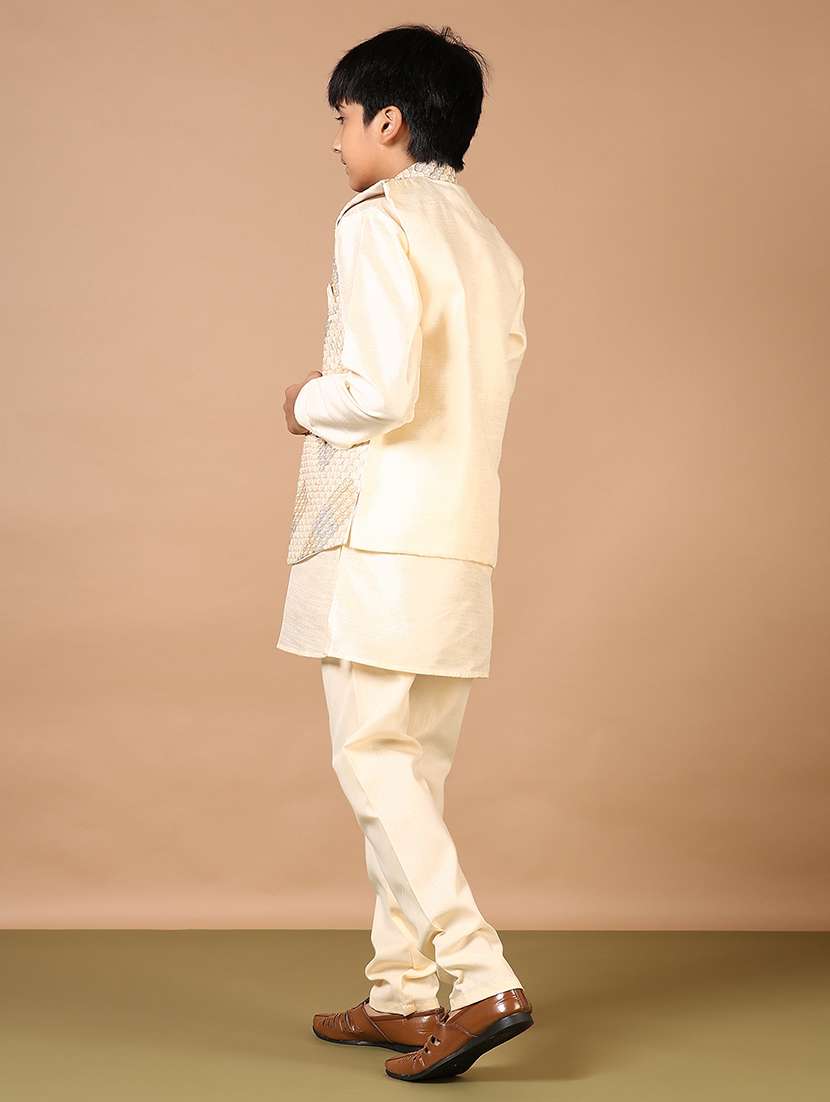 boys embroidered long sleeve kurta and pyjama set - 22162767 -  Standard Image - 3
