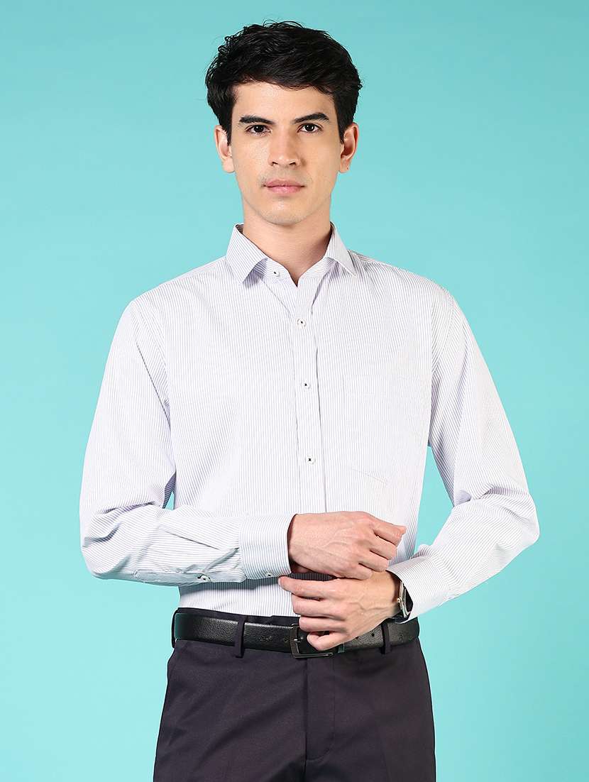 men striped long sleeve regualr fit formal shirt