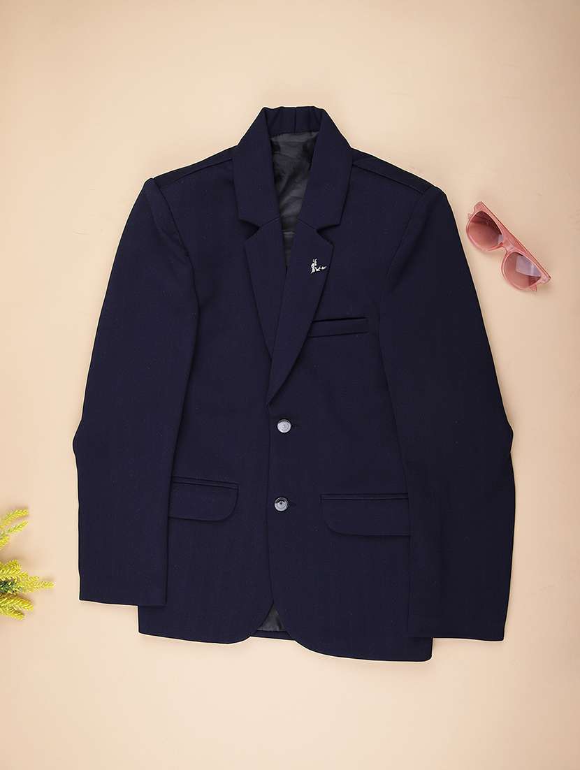 boys solid long sleeve lapel collar blazer