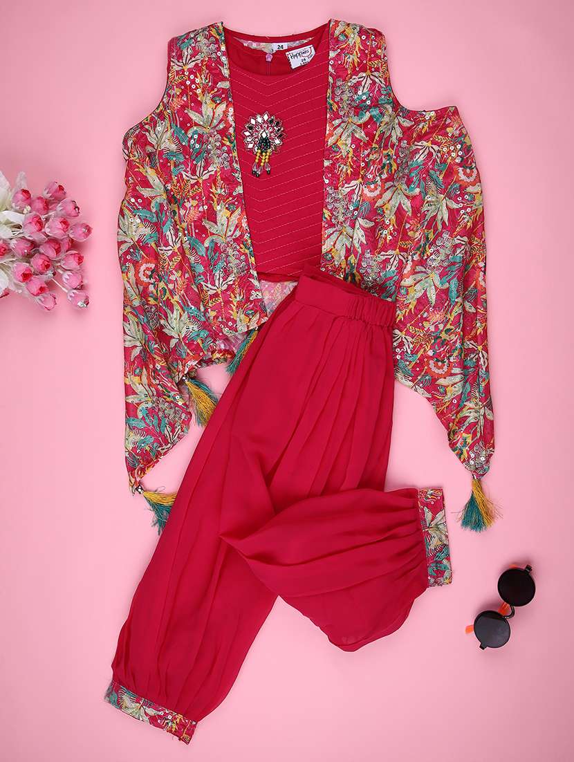 girls printed kurta and salwar with dupatta 