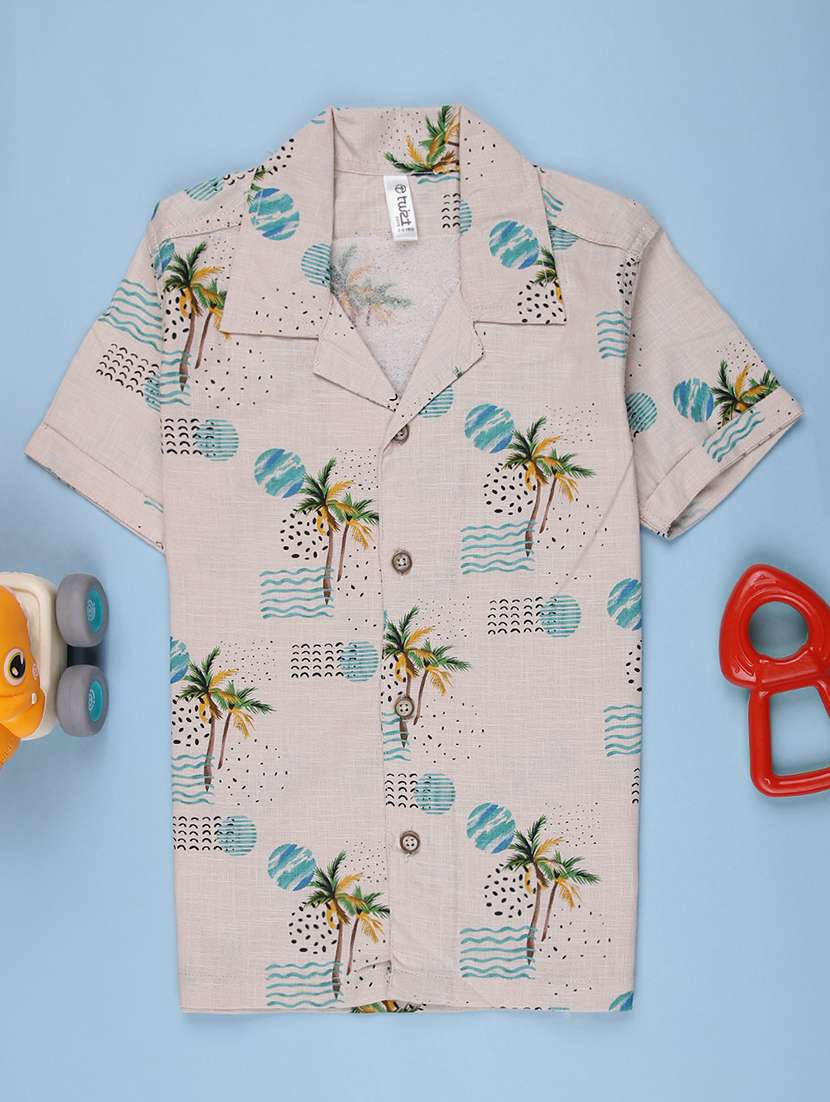 boys printed short sleeve casual shirt