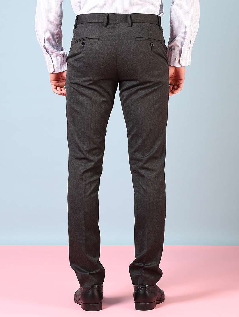 men solid mid rise flat front formal trouser - 22163007 -  Standard Image - 3