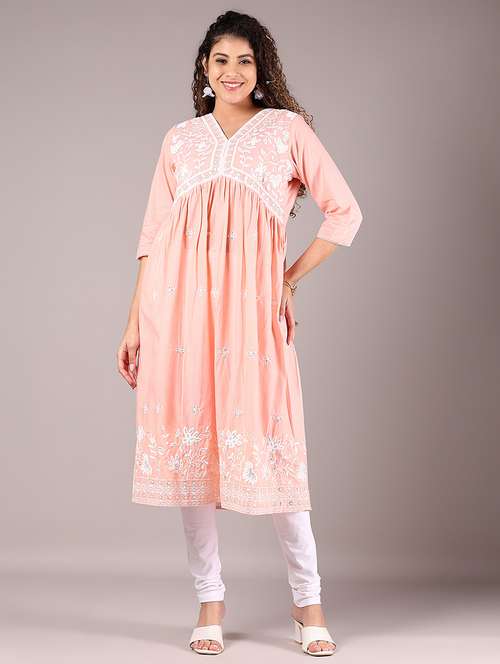women embroidered printed three quarter sleeve a-line kurta - 22163120 -  Standard Image - 0