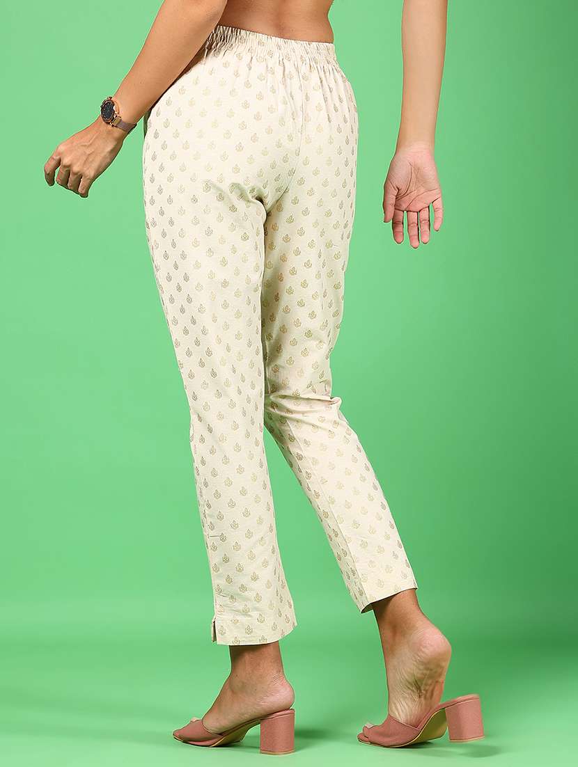 women foil printed mid rise slim fit tapered pant - 22163287 -  Standard Image - 3