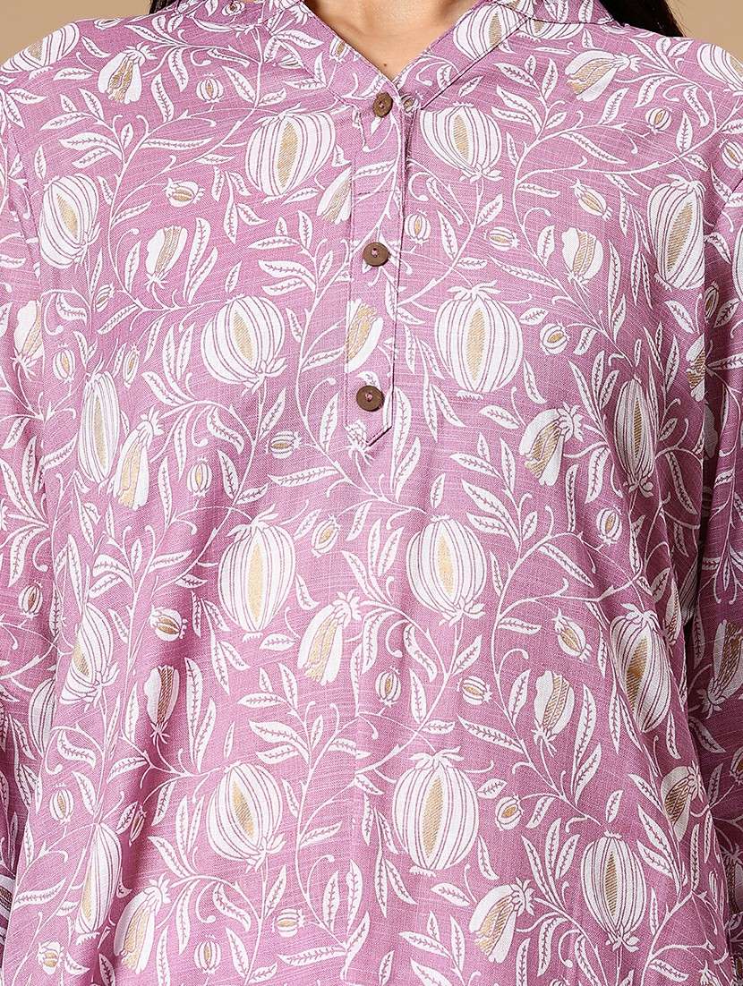 women floral printed three quarter sleeve straight kurta - 22163294 -  Standard Image - 5