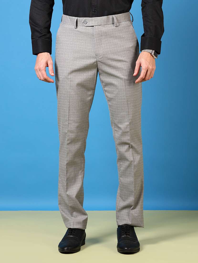 men solid mid rise flat front formal trouser