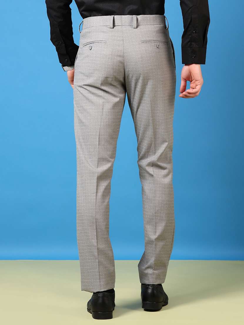 men solid mid rise flat front formal trouser - 22163350 -  Standard Image - 3