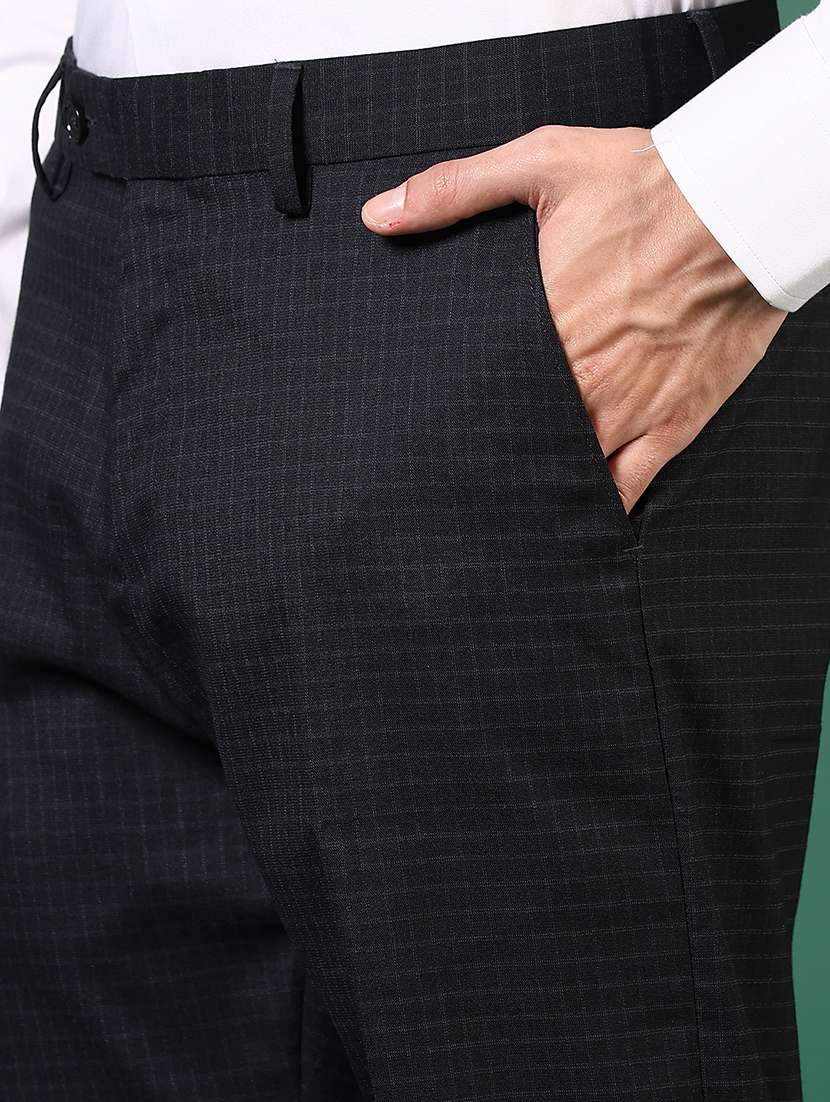 men checkered mid rise flat front formal trouser - 22163351 -  Standard Image - 5