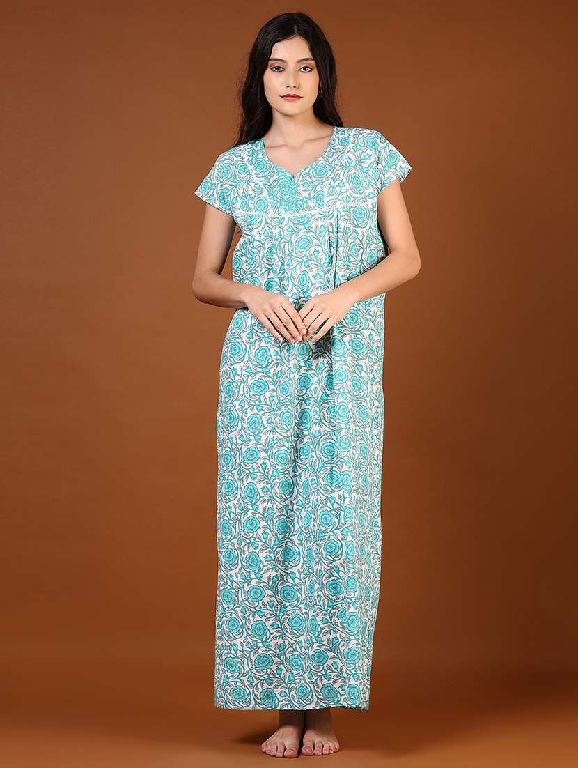 women printed short sleeve nighty