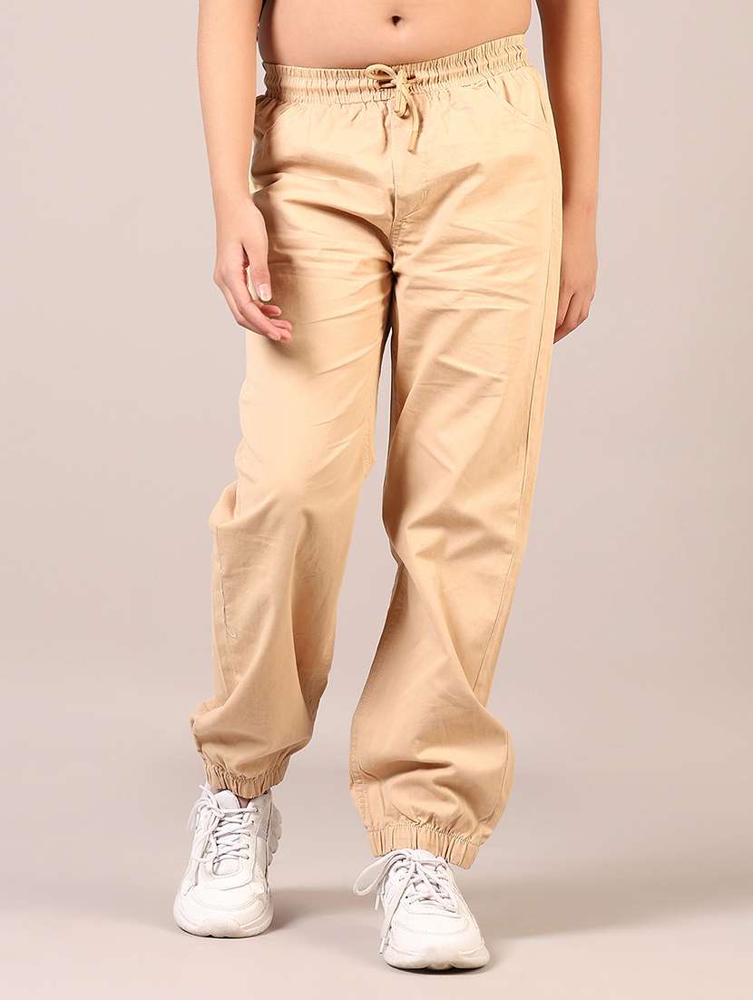 girls plain mid rise regular fit jogger