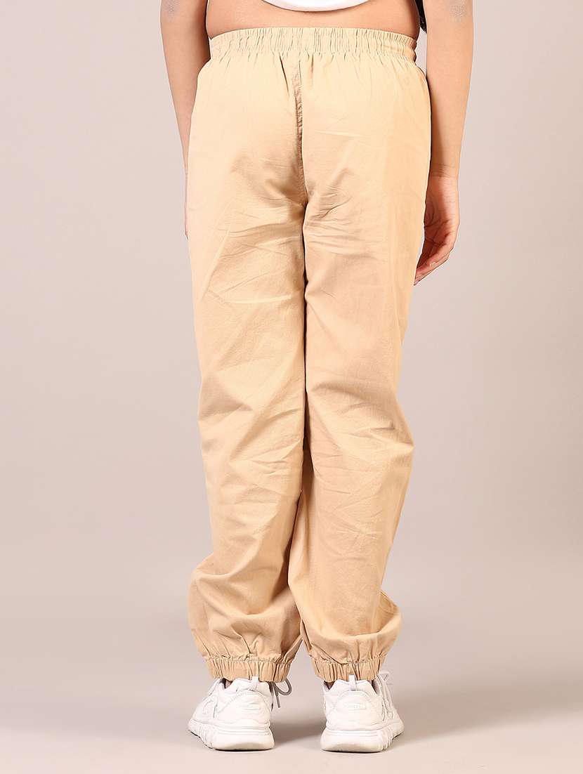 girls plain mid rise regular fit jogger - 22163431 -  Standard Image - 3