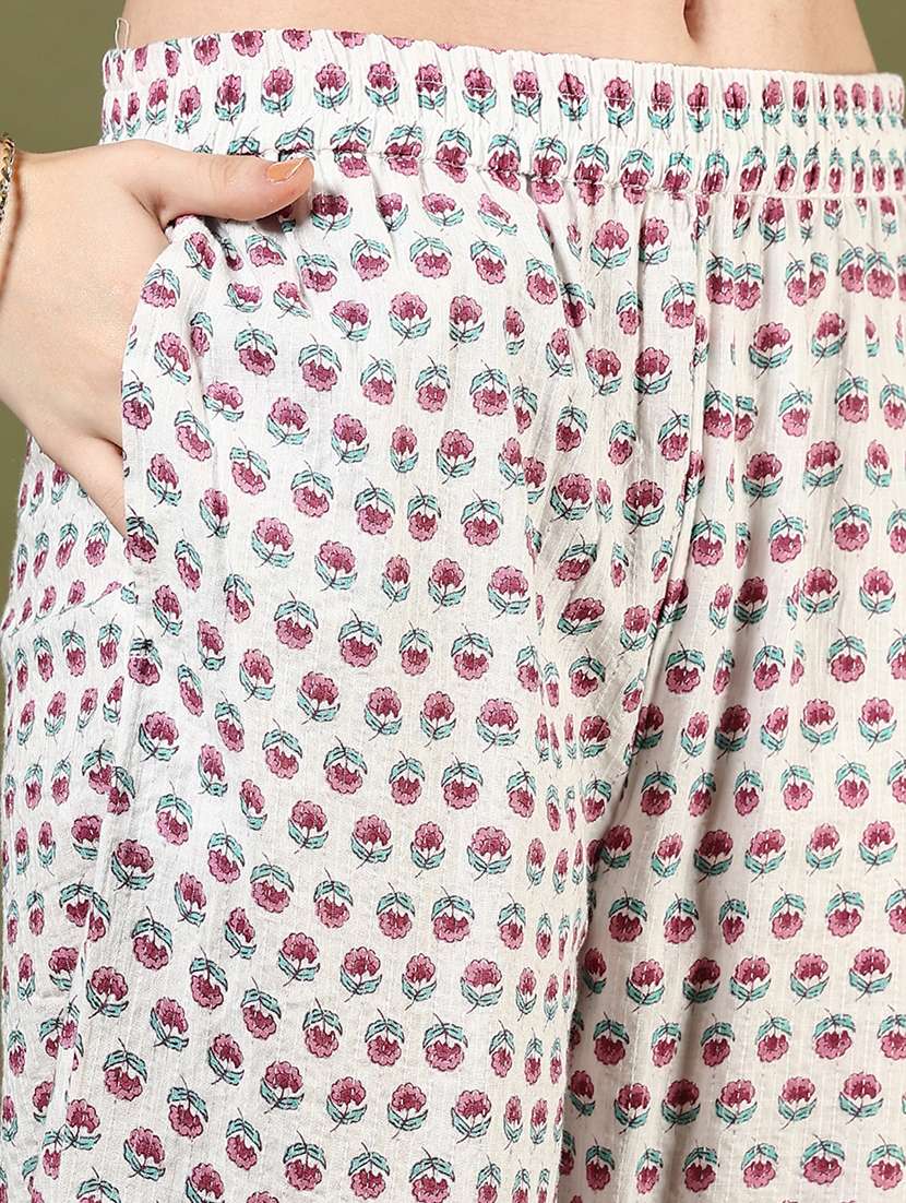 women floral printed three quarter sleeve kurta pant set - 22163597 -  Standard Image - 5