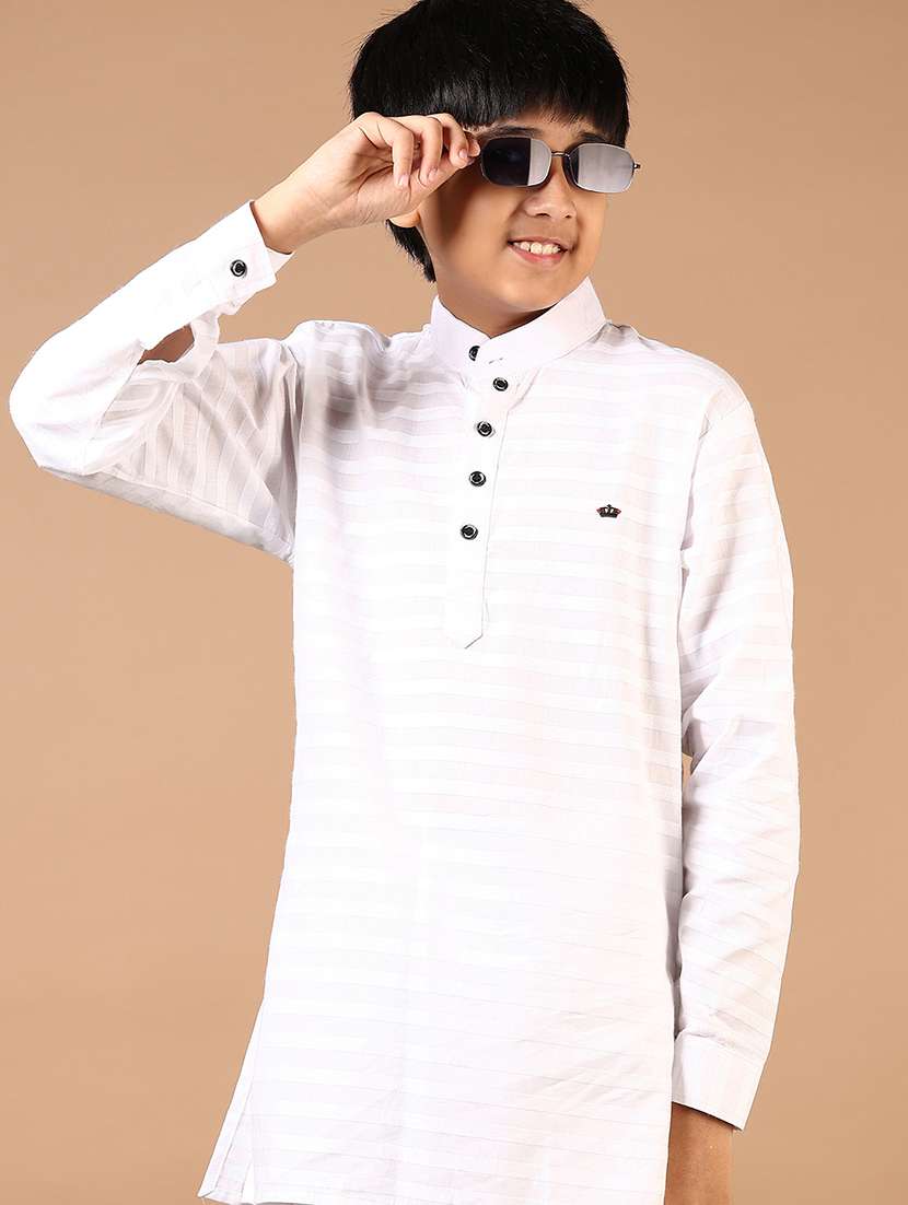 boys striped long sleeve kurta and pyjama set