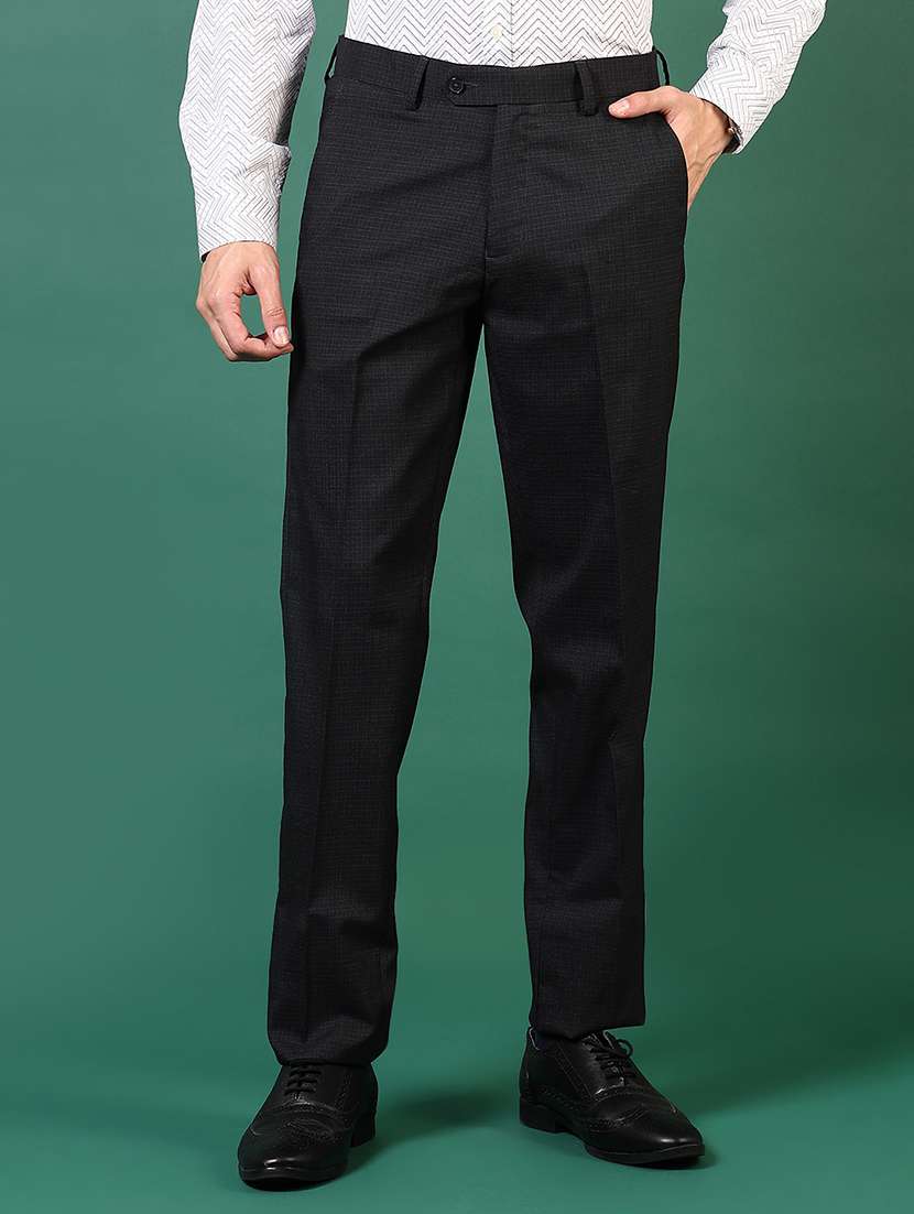 men self design mid rise flat front formal trouser