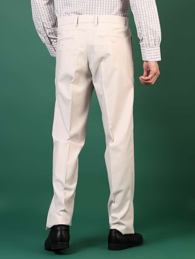 men solid mid rise flat front formal trouser - 22163664 -  Standard Image - 3