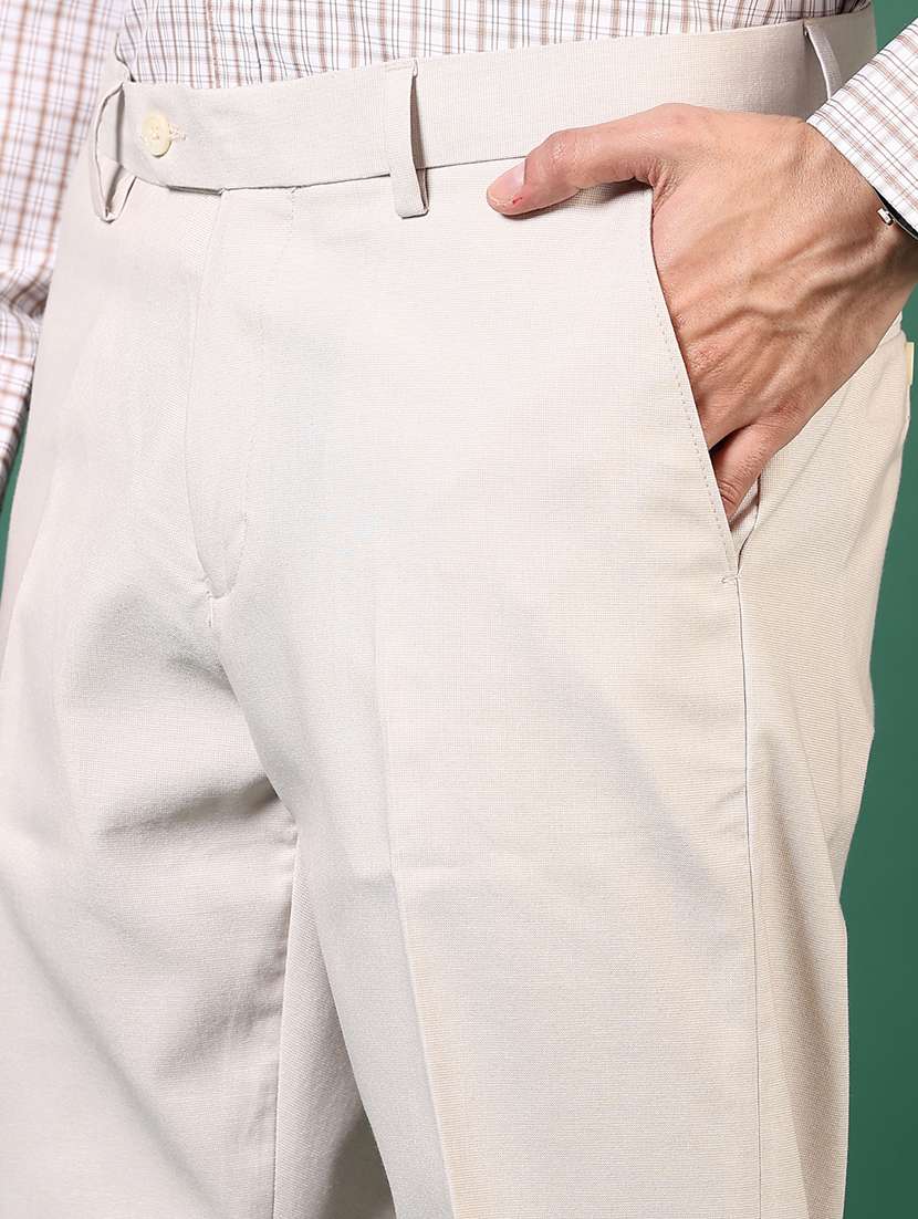 men solid mid rise flat front formal trouser - 22163664 -  Standard Image - 5