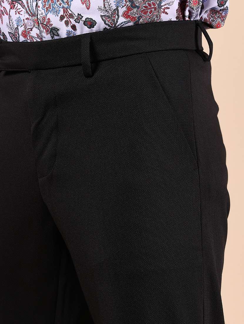 men solid mid rise flat front formal trouser - 22163666 -  Standard Image - 5