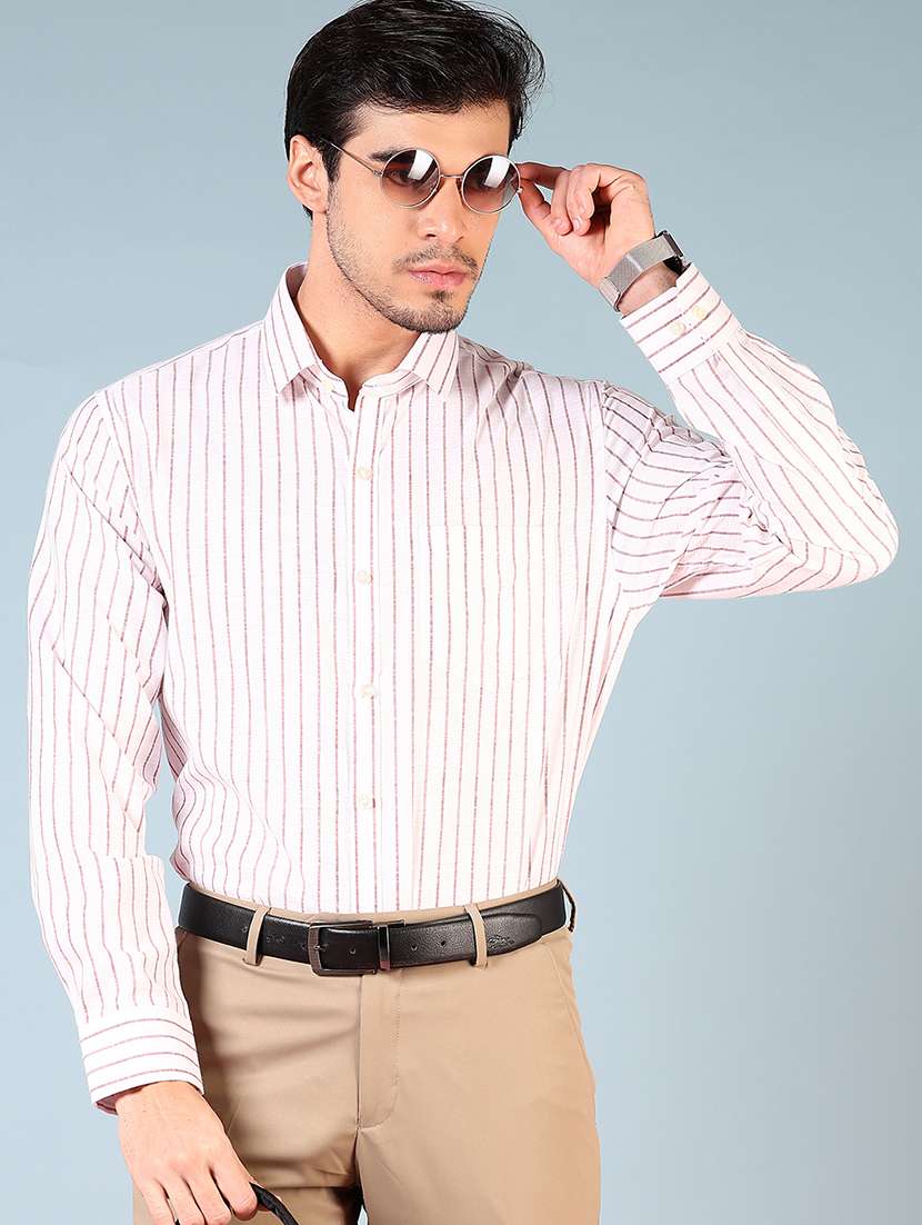 men striped long sleeve regualr fit formal shirt