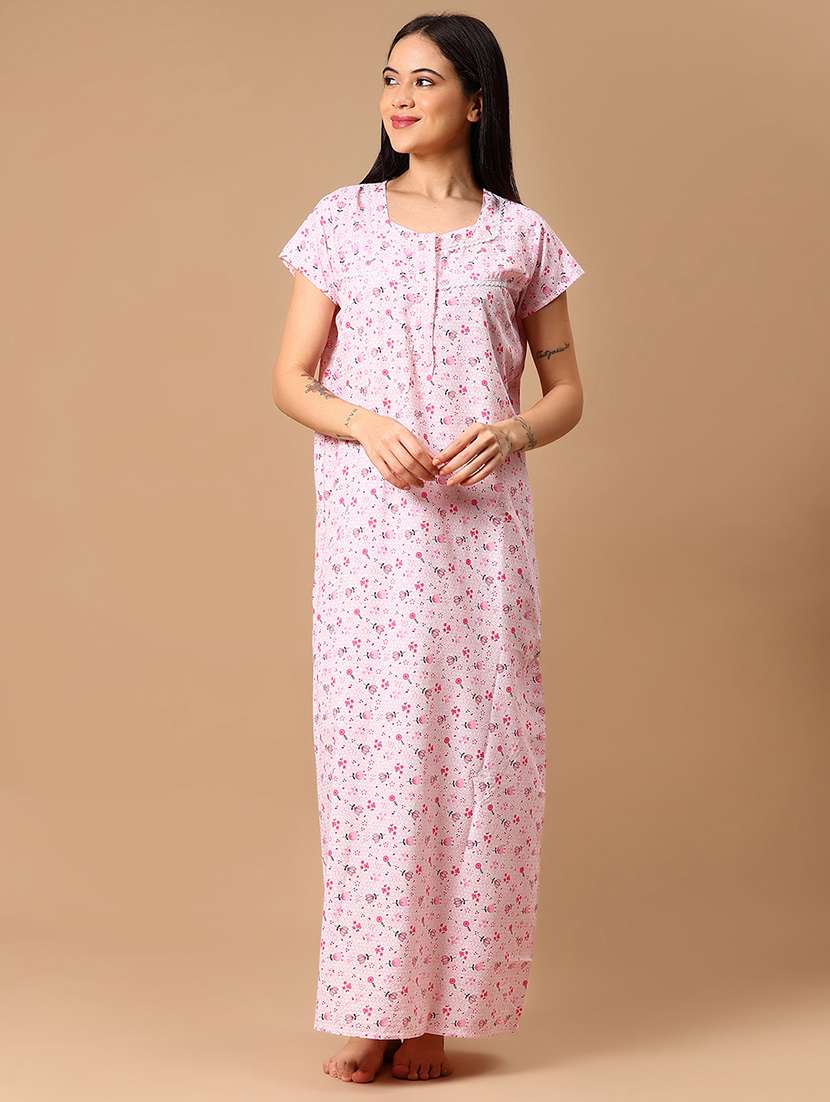 women printed short sleeve nighty