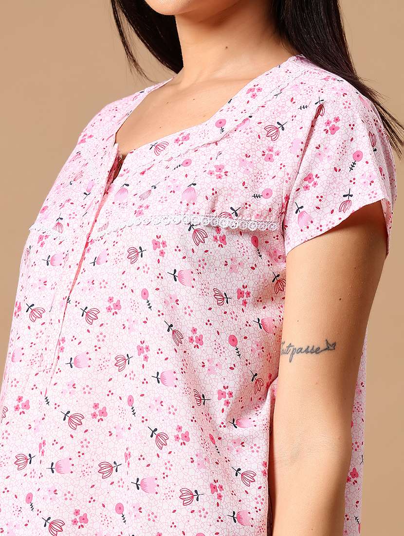 women printed short sleeve nighty - 22163896 -  Standard Image - 5