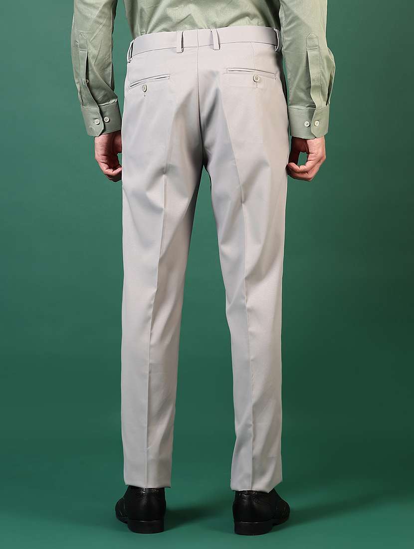 men solid mid rise flat front formal trouser - 22163962 -  Standard Image - 3