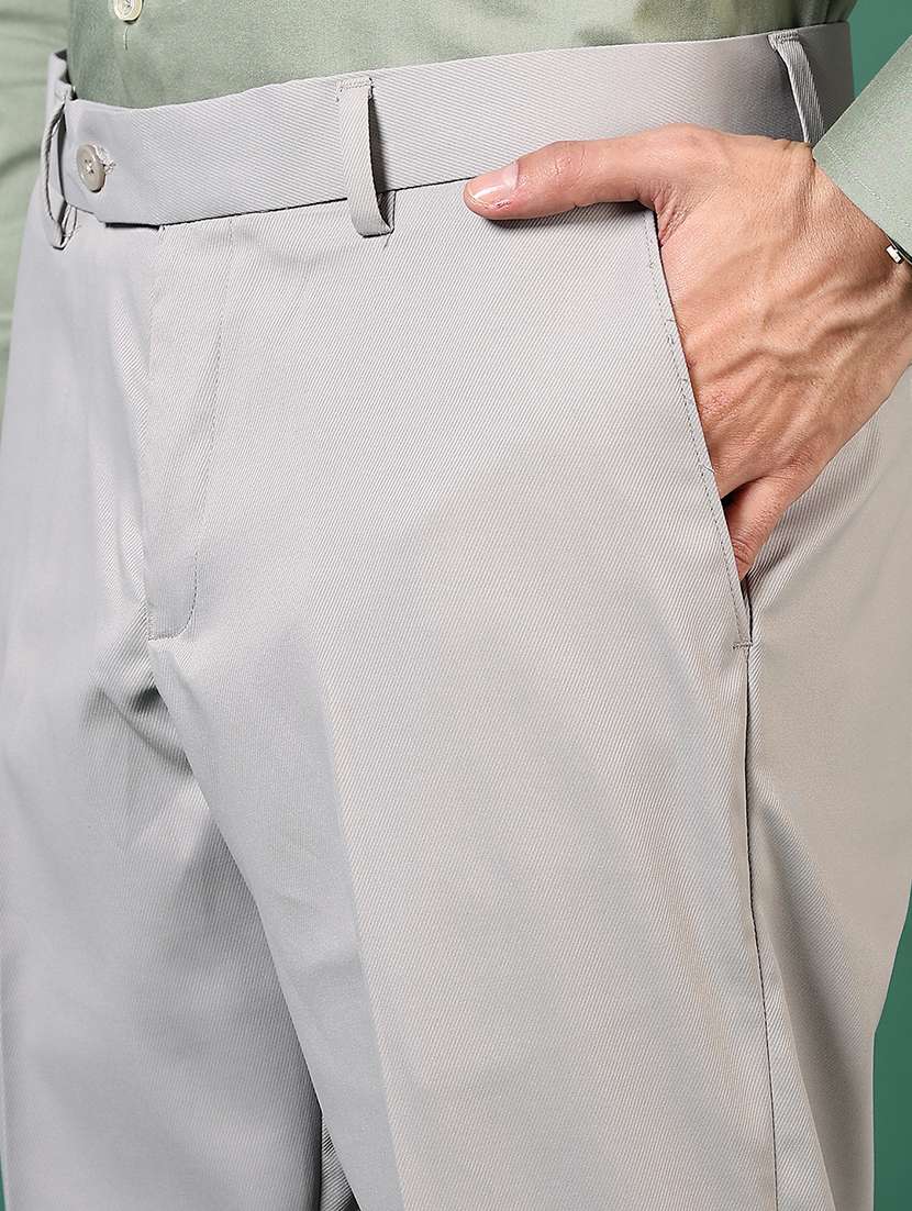 men solid mid rise flat front formal trouser - 22163962 -  Standard Image - 5