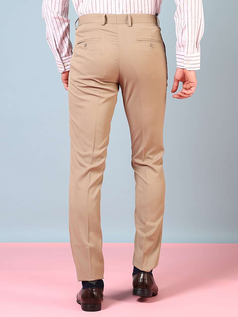 men solid mid rise flat front formal trouser - 22163963 -  Standard Image - 3