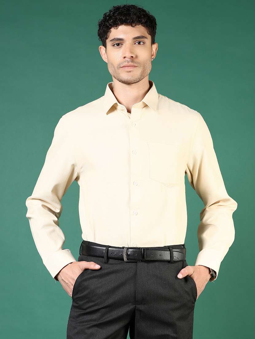 men solid long sleeve regualr fit formal shirt