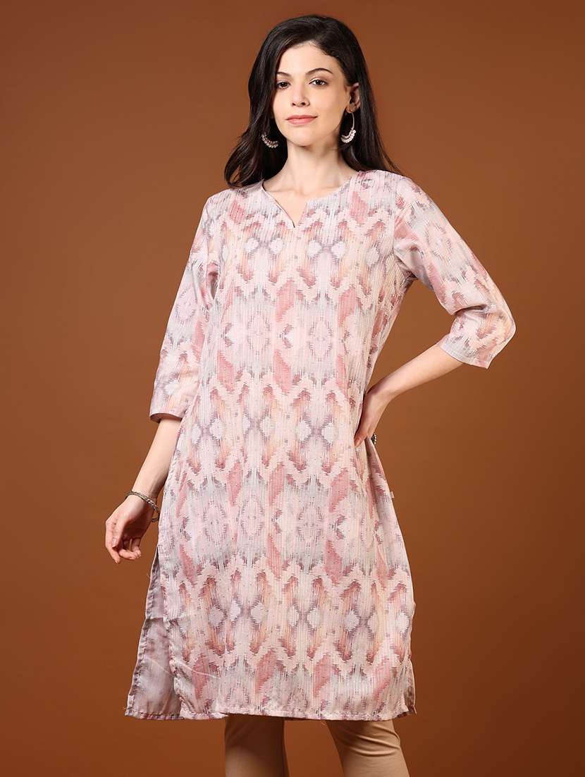 women printed three quarter sleeve straight kurta - 22164065 -  Zoom Image - 0