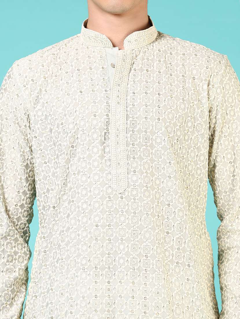 men embroidered long sleeve kurta and pyjama set - 22164153 -  Standard Image - 5
