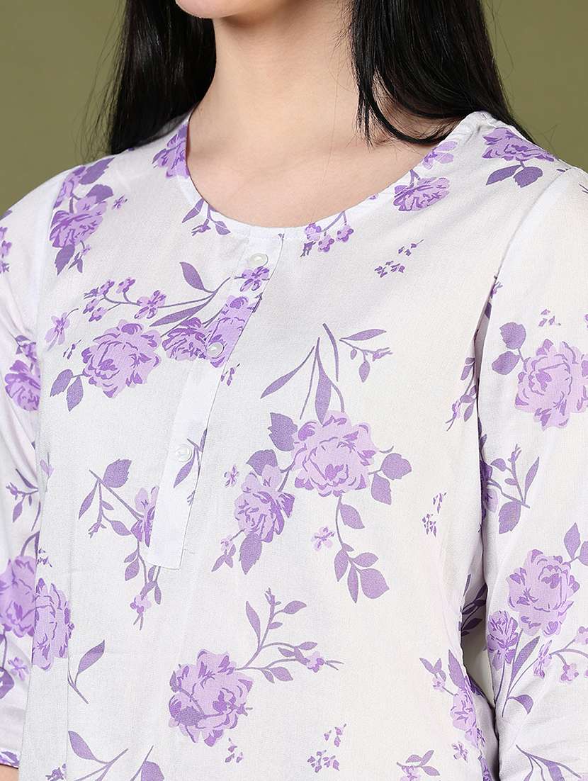 women floral printed three quarter sleeve straight kurti - 22164207 -  Standard Image - 5