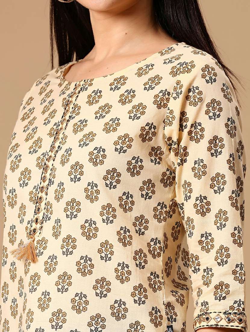 women floral printed three quarter sleeve straight kurti - 22164213 -  Standard Image - 5