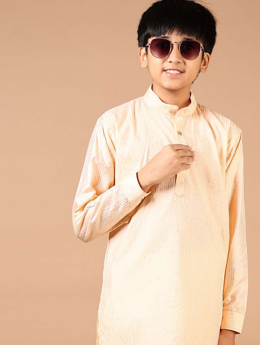 boys embroidered long sleeve kurta and pyjama set - 22164223 -  Standard Image - 3