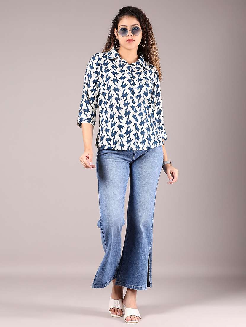 women navy blue rayon regular shirt - 22164284 -  Standard Image - 3